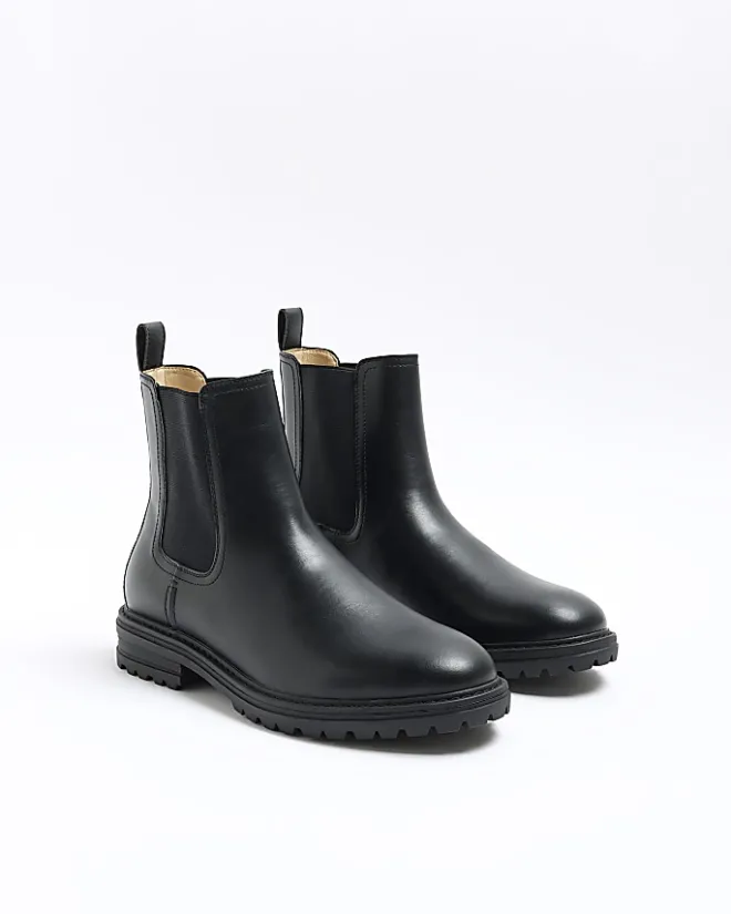 River Island faux leather chelsea boots Black Best