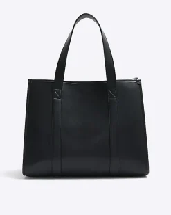 River Island faux leather embossed shopper bag Black Discount