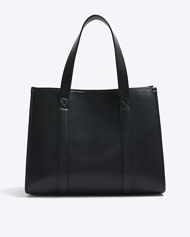 River Island faux leather embossed shopper bag Black Discount