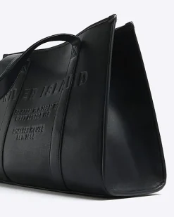 River Island faux leather embossed shopper bag Black Discount