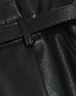 River Island faux leather paperbag trousers Black Hot
