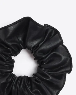 River Island faux leather scrunchie Black Online