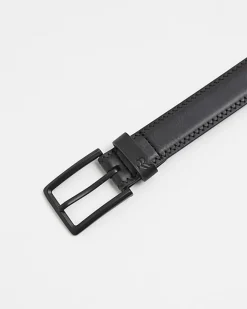 River Island faux leather smooth belt Black Sale