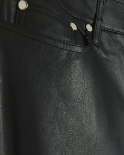 River Island faux leather straight trousers Black Discount