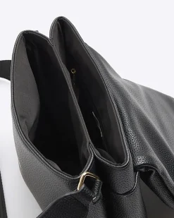 River Island Flap Over Messenger Bag Black Fashion