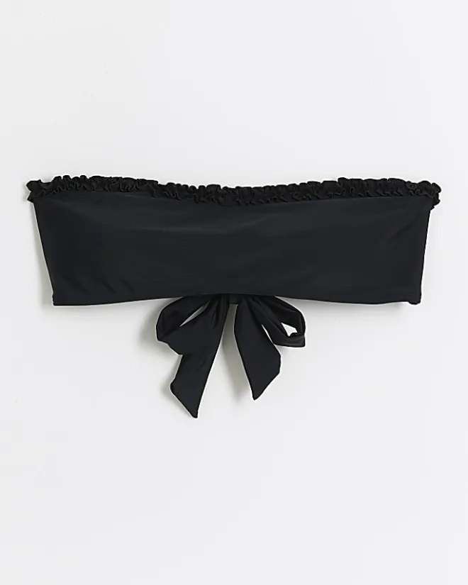 River Island frill bandeau bikini top Black Outlet