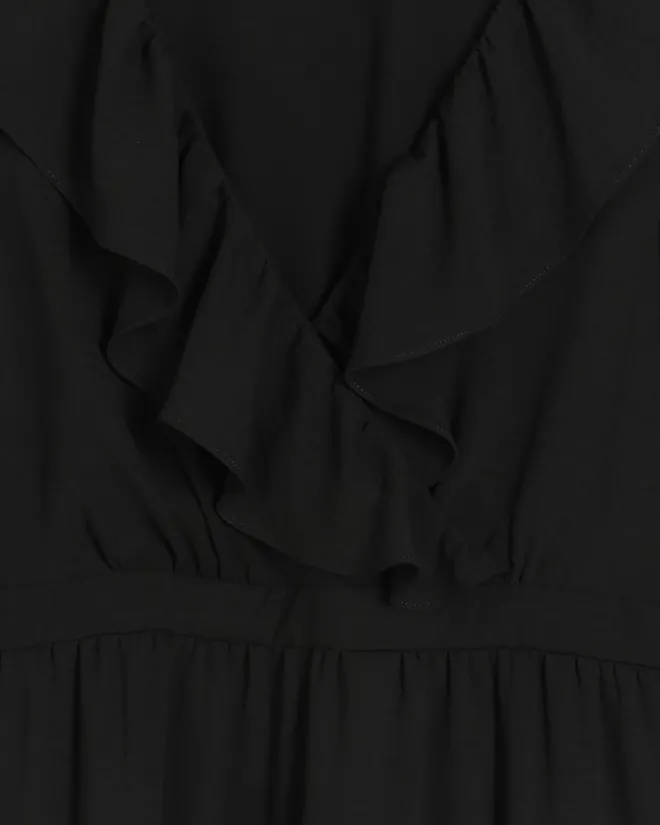 River Island frill swing maxi dress Black Fashion