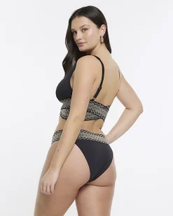 River Island fuller bust plunge bikini top Black Discount