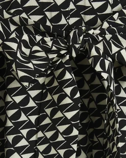 River Island geometric belted midi shirt dress Black Online