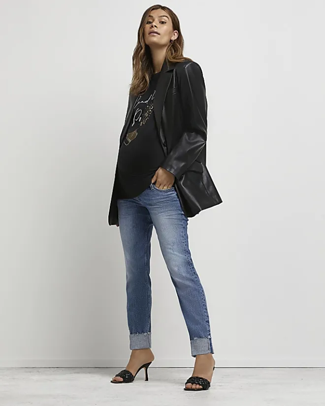 River Island graphic maternity t-shirt Black Fashion