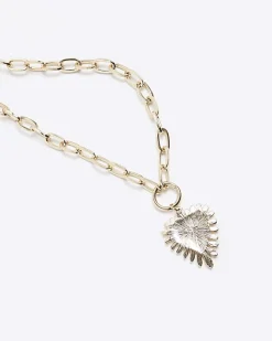 River Island heart chain necklace Black Fashion