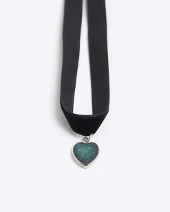 River Island heart mood choker necklace Black Sale