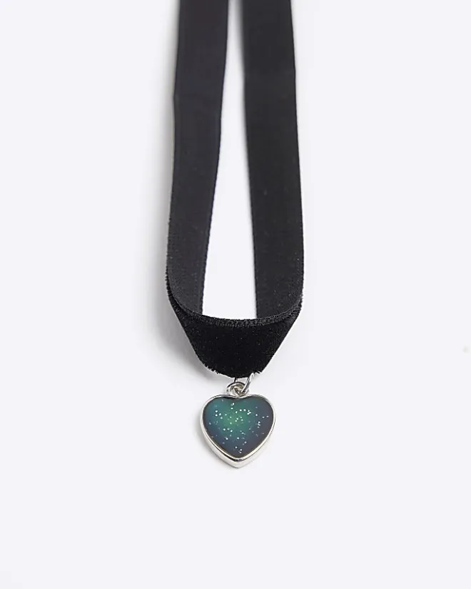 River Island heart mood choker necklace Black Sale