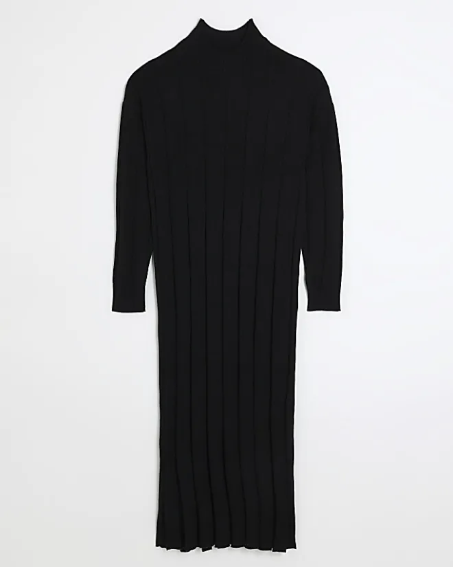River Island high neck jumper maxi dress Black Best
