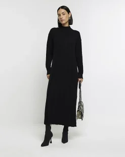 River Island high neck jumper maxi dress Black Best