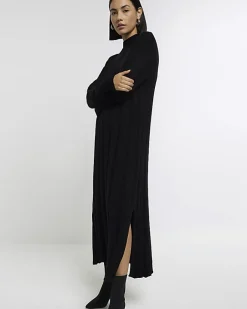 River Island high neck jumper maxi dress Black Best