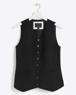 River Island high V-neck waistcoat Black Best