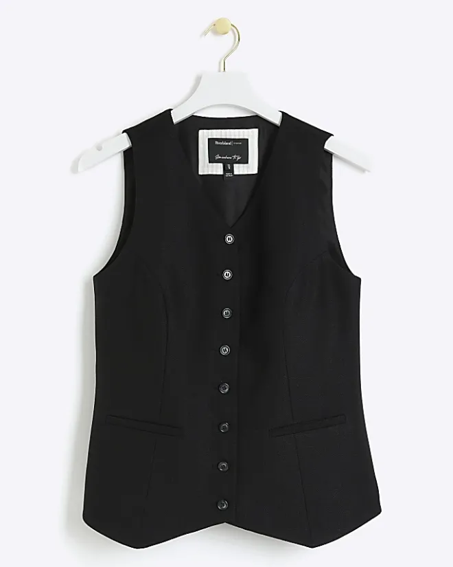 River Island high V-neck waistcoat Black Best