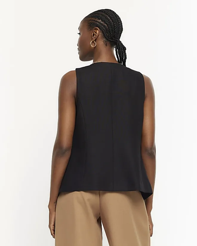 River Island high V-neck waistcoat Black Best