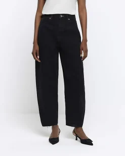 River Island High Waisted Barrell Jeans Black Best