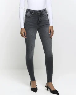 River Island high waisted bum sculpt skinny jeans Black Outlet