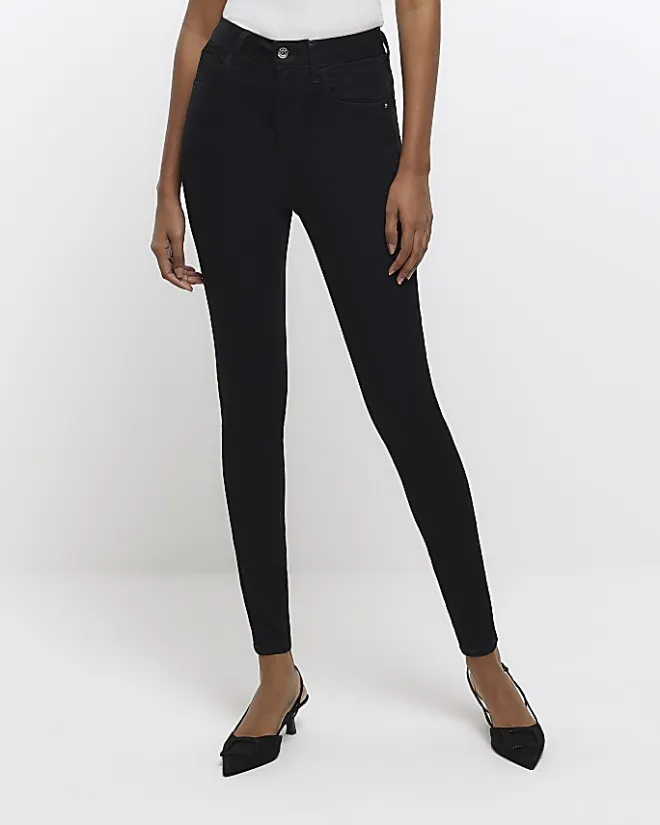 River Island high waisted bum sculpt skinny jeans Black New