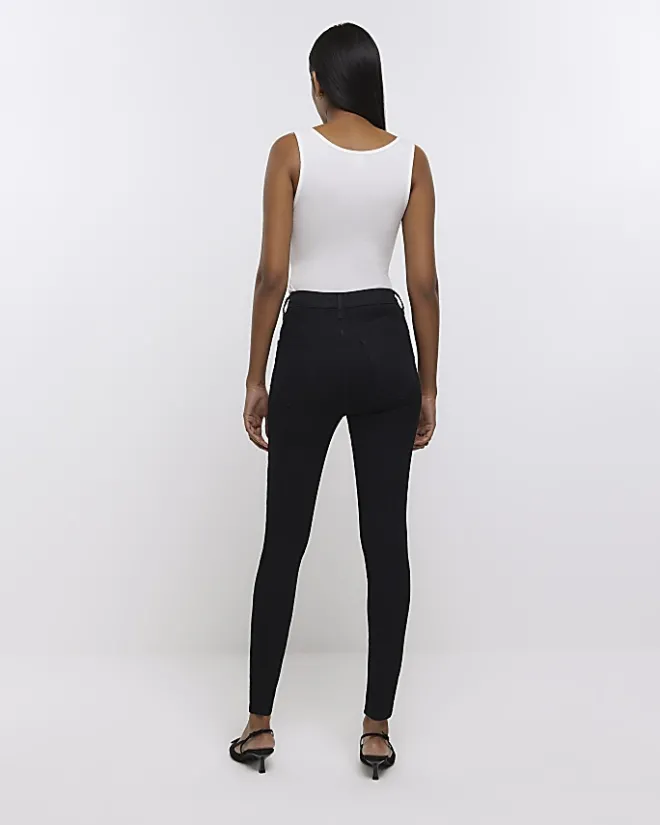 River Island high waisted bum sculpt skinny jeans Black New