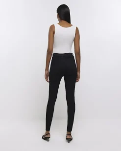 River Island high waisted bum sculpt skinny jeans Black New