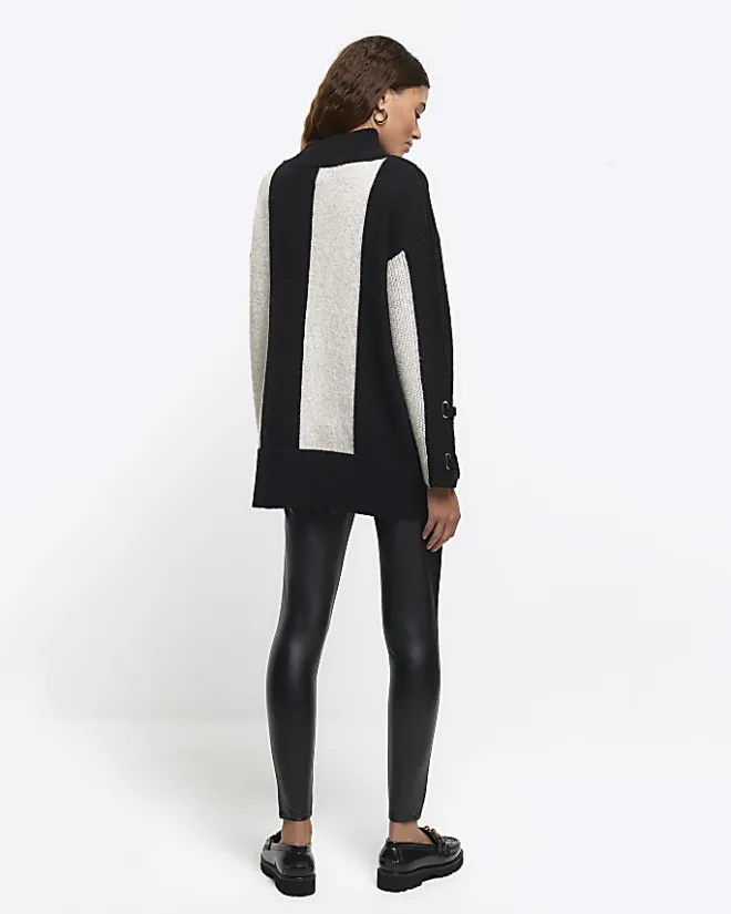 River Island high waisted coated leggings Black New