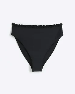 River Island high waisted frill bikini bottoms Black Outlet