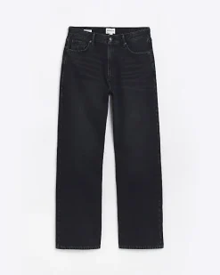 River Island high waisted relaxed straight leg jeans Black Best