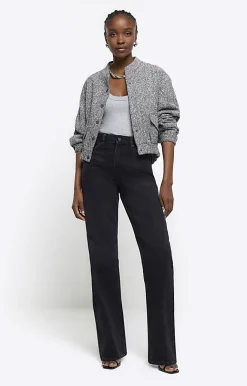 River Island high waisted relaxed straight leg jeans Black Best