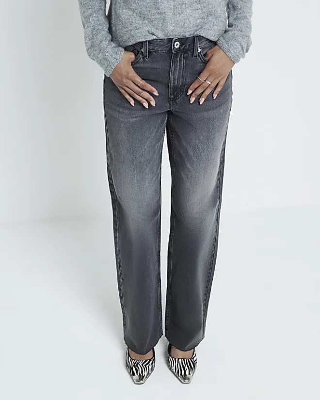 River Island high waisted relaxed straight fit jeans Black Best