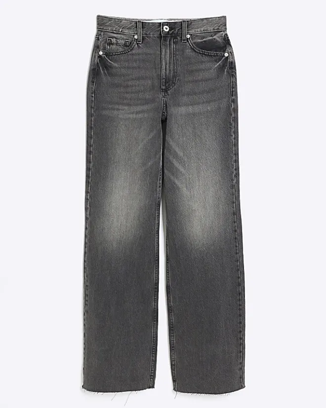 River Island high waisted relaxed straight fit jeans Black Best