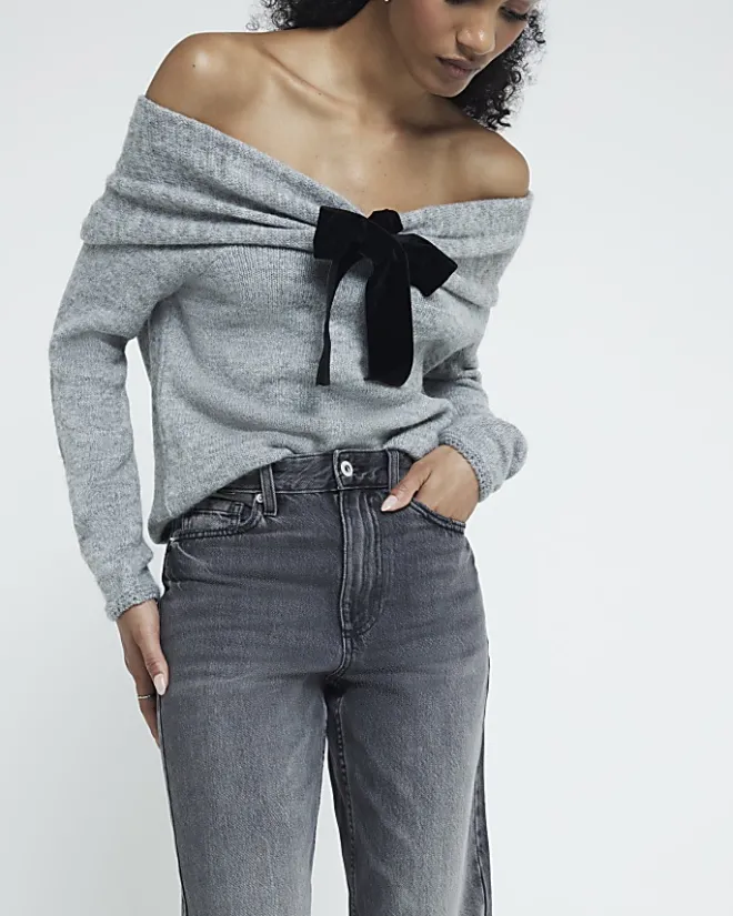 River Island high waisted relaxed straight fit jeans Black Best