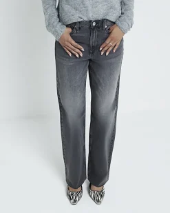 River Island high waisted relaxed straight fit jeans Black Best