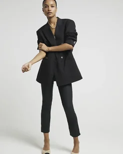 River Island high waisted slim coated jeans Black Outlet