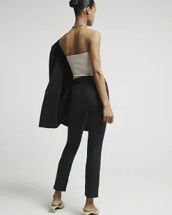 River Island high waisted slim coated jeans Black Outlet