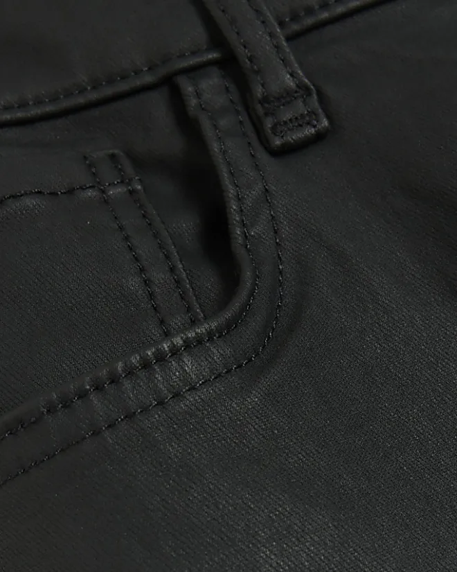 River Island high waisted slim coated jeans Black Outlet