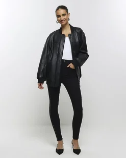 River Island high waisted stud skinny jeans Black Online