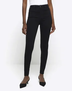 River Island high waisted super skinny jeans Black Discount