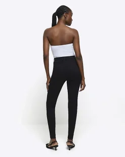 River Island high waisted super skinny jeans Black Discount