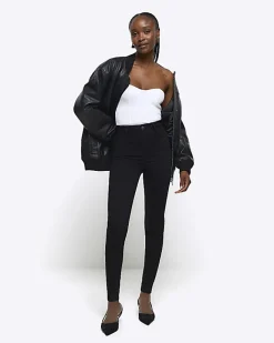 River Island high waisted super skinny jeans Black Discount