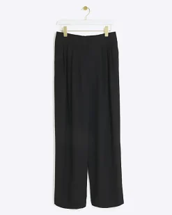 River Island High Waisted Wide Leg Trousers Black Hot