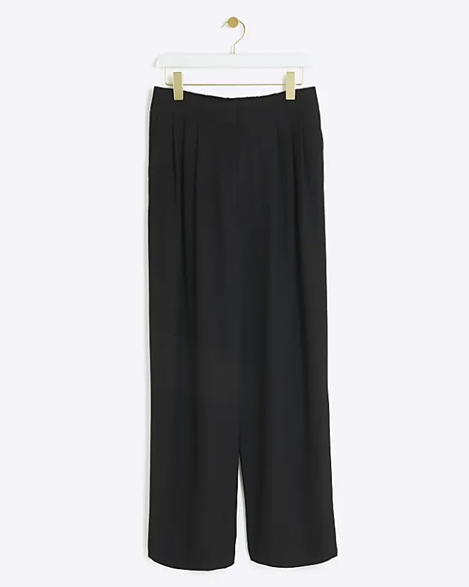 River Island High Waisted Wide Leg Trousers Black Hot