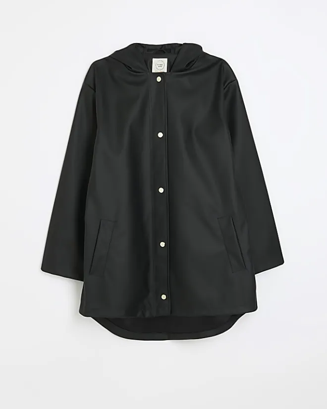 River Island hooded rain coat Black Hot