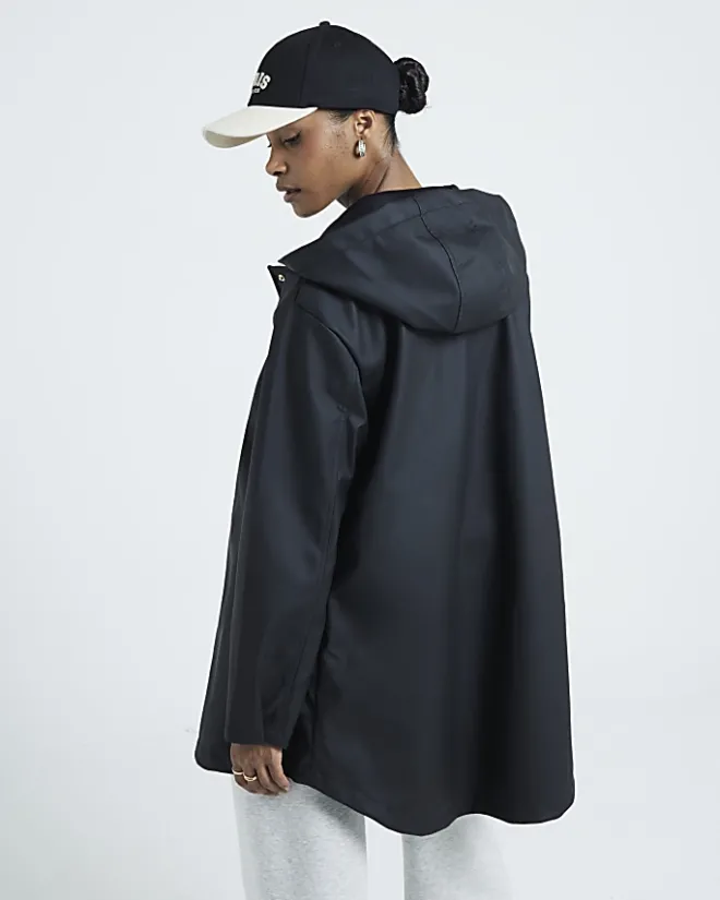 River Island hooded rain coat Black Hot