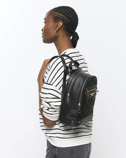 River Island jacquard backpack Black Sale