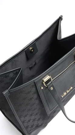 River Island jacquard monogram shopper bag Black Fashion