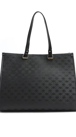 River Island jacquard monogram shopper bag Black Fashion